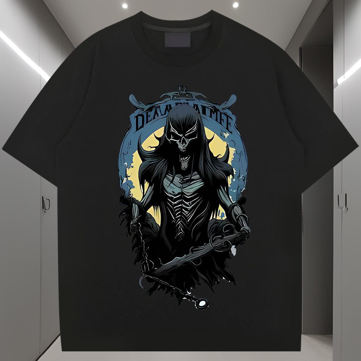 Factory Direct T Shirts Men skull Clothings 100% Cotton 230g Casual Beach Cool Custom Print Plus Size Breathable Short Sleeve Couples T Shirts