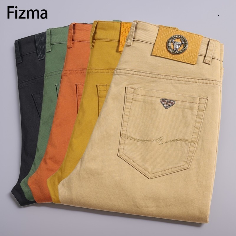 Fizma mens summer business casual pants classic solid color loose straight Trouser clothing pocket 240809