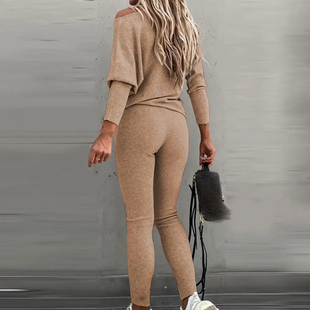 2Pcs/Set Fitness Trendy Women Tracksuit Round Neck Sweatshirt Blouse Drawstring Pants Set Female Pullover Sweatpants Sports Suit 240812