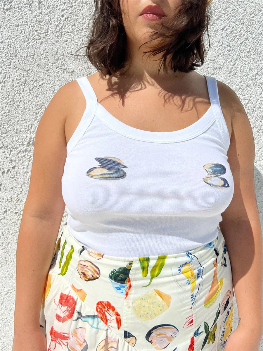 Womens Ribbed Crop Tank Tops Summer Slim Fit Scoop Neck Sleeveless Print Camis Vest Female Basic Sling Tops Club Streetwear Y2K 240812