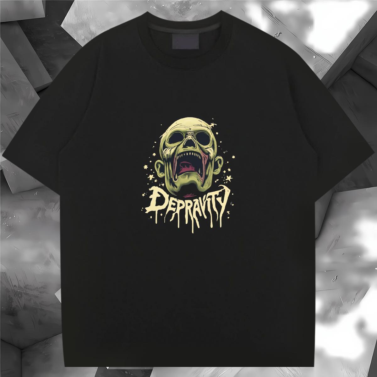 New Arrival Man T Shirts skull Tops Tees 100% Cotton 230g Anime Printing Street Free Shipping Custom Big Size Breathable Crew Neck Men Tshirts