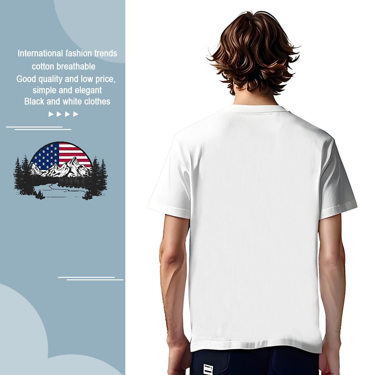 Loose Men Tshirts mountains 230g Pure Cotton Daily Wear Crew Neck Breathable Mens T Shirts Custom Big Size DIY Tops Shirt
