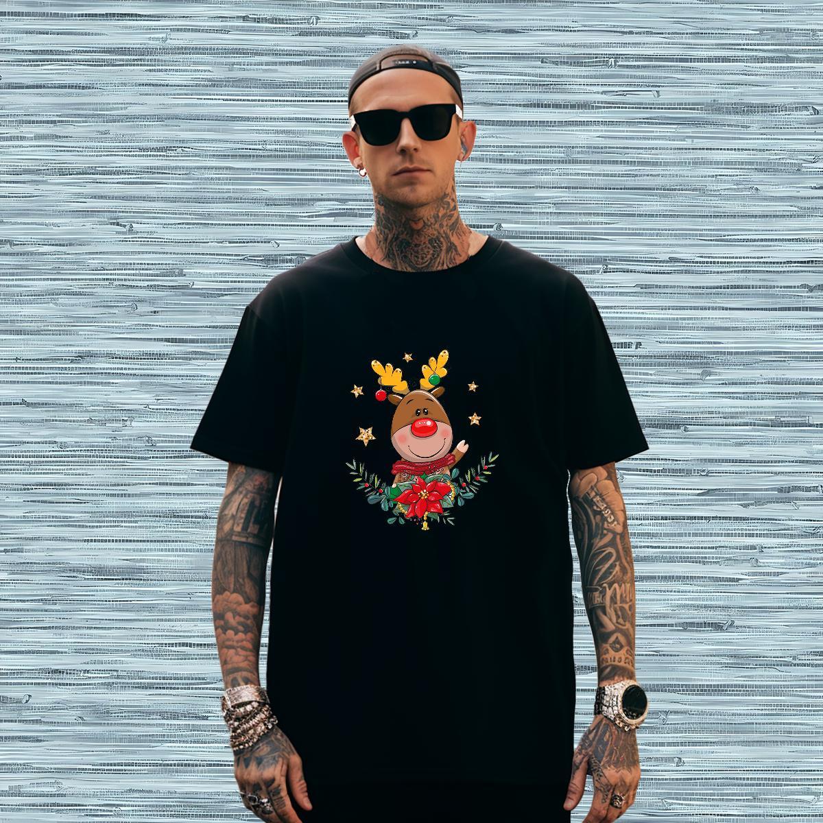 Cool Design T-Shirts for Men Christmas Breathable Short Sleeve Street wear Hip Hop Oversized 230g 100% Cotton Tshirt for Man Woman Fashion Design Tops