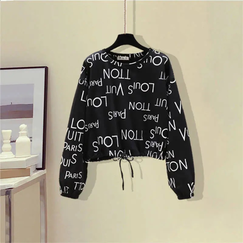 Autumn Letter Print Lace Up T-shirt High Waist and Wide Leg Jeans Two-piece Set Elegant Womens Pants Set Female Tracksuit 240812