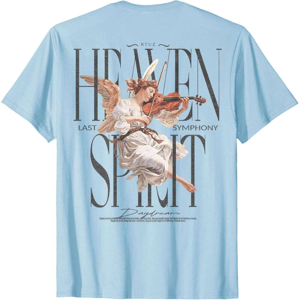 T shirt for Mens Angel Guardian backprint Angel Wings Holy Angel T-Shirt Shirts Tshirt Graphic Tee Casual Tops Clothes Short sleeve