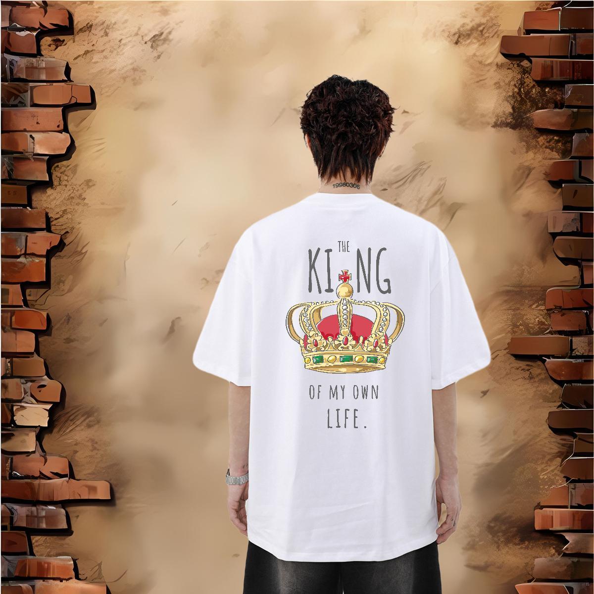 DIY Customized Mens T Shirts letter Tshirts 230g Cotton Street Loose Fit White Plus Size Short Sleeve O-Neck Men Tops Tees