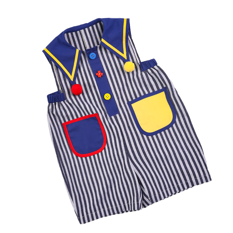 Children's summer new navy wind boys and girls back pants fisherman pants casual one-piece external wear one-piece 5 pants