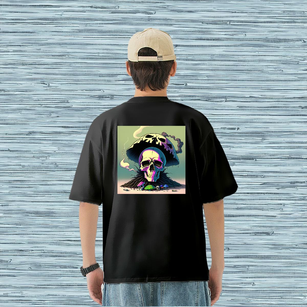Free Shipping Man T Shirts skull Tops Tees 230g Pure Cotton Spring Summer Designer Cartoon Print Breathable Crew Neck Men Tees