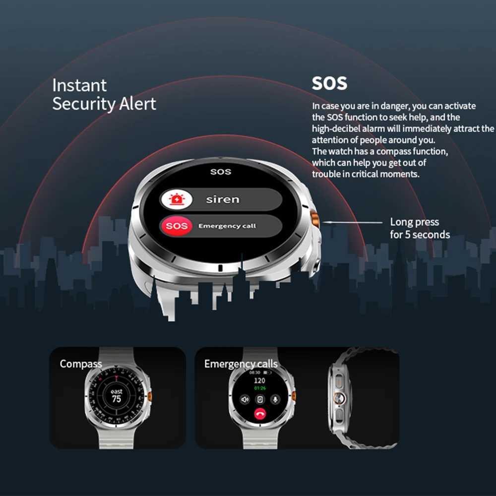 For Samsung Galaxy Watch 7 Ultra NFC GPS Tracker SmartWatch Men Amoled Always Display Body Temperature Clock BT Talk Smart Watch CL240812