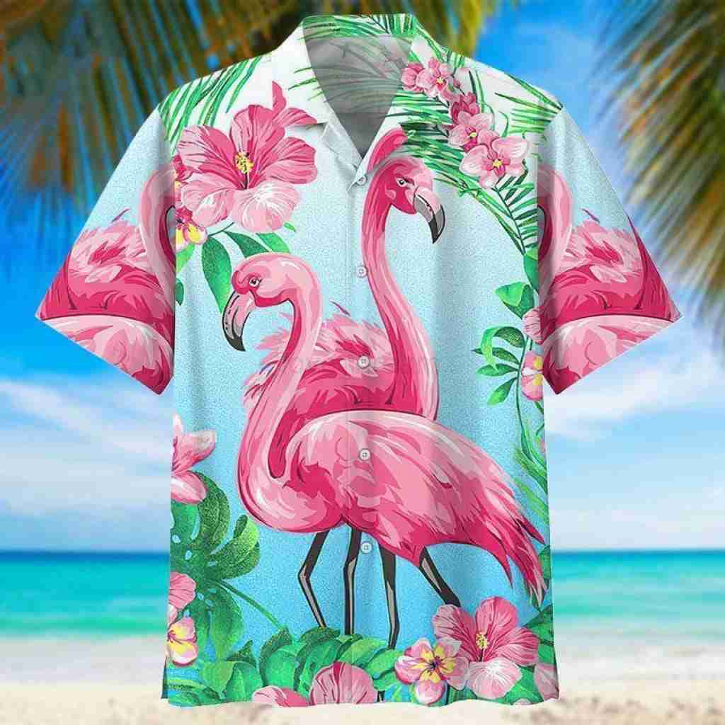 Summer Hawaiian Shirt for Men Designer 3d Printing Flamingo Short Sleeve Oversized Funny Mens Clothing Fashion Beach HarajukuXJ240812