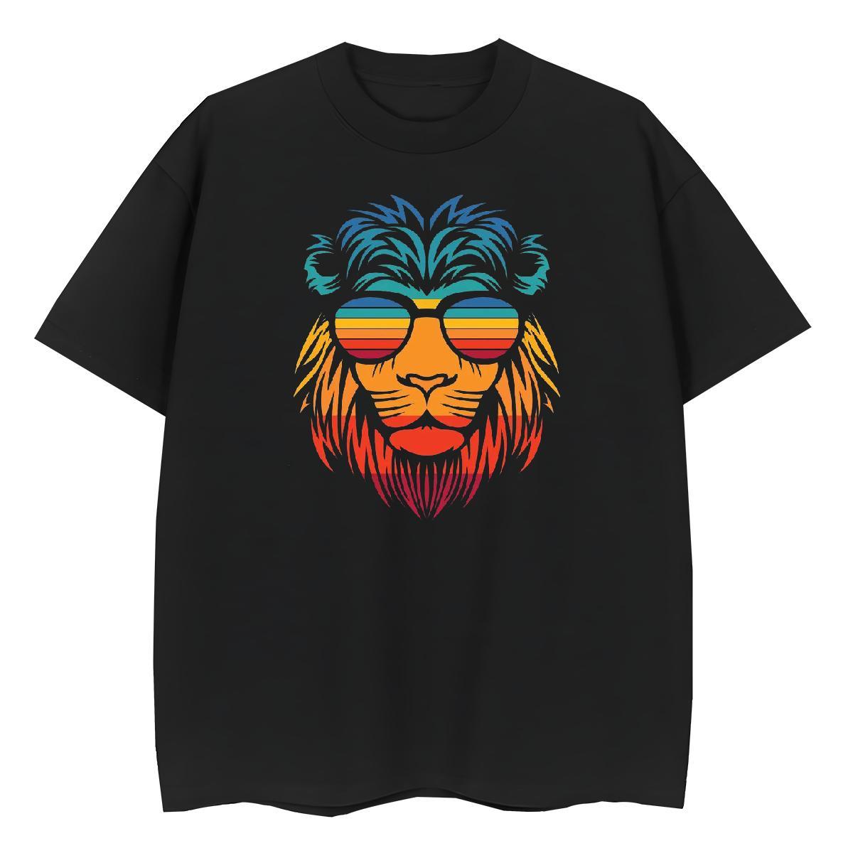 Free Shipping Mens Tshirts Street Wear 230g Pure Cotton Skull Crew Neck Breathable lion Men T Shirts Fashion Design Tops Tees