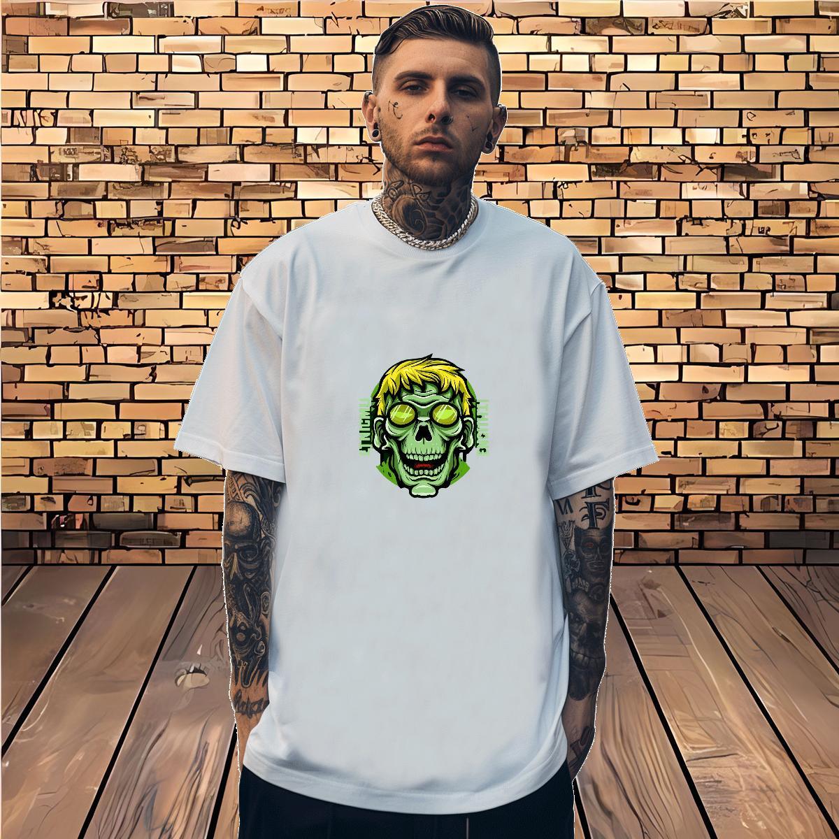 Fashion Design T Shirts Men skull Top Tees 230g Pure Cotton Summer Casual Cool Design DIY O Neck Short Sleeves Couples T Shirts