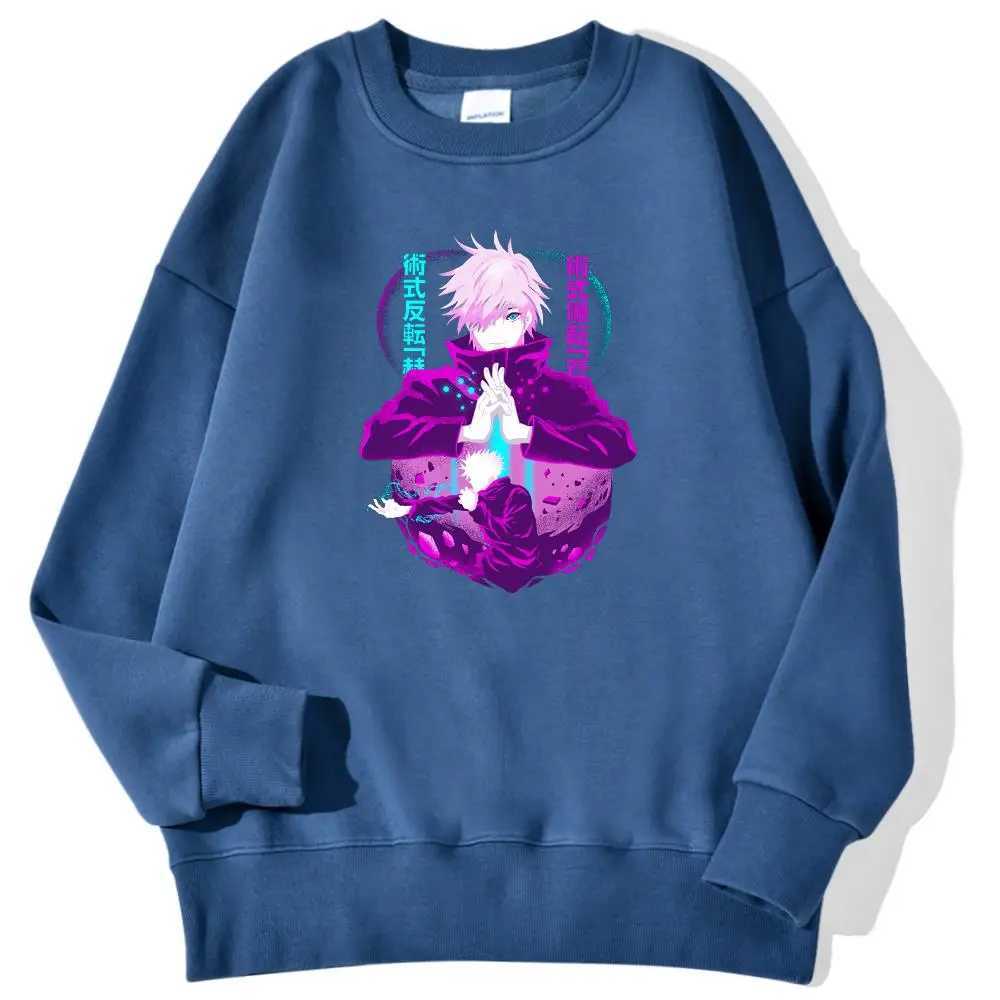Jujutsu Kaisen Gojo Satoru prints zippers for mens autumn casual hoodies O-neck soft sports shirts street trends and streetwearW240724