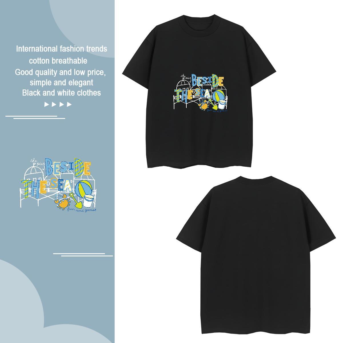 Popular Couples T Shirts letter 230g Pure Cotton Spring Summer Breathable T-Shirts for Men DIY Logo Oversized Wholesale Tee Shirt