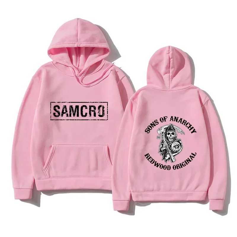 2024 Chinese New Year Mens Anarchy Son SAMCRO Double sided Printed Sportswear Mens Fashion Brand Design PulloverW240724