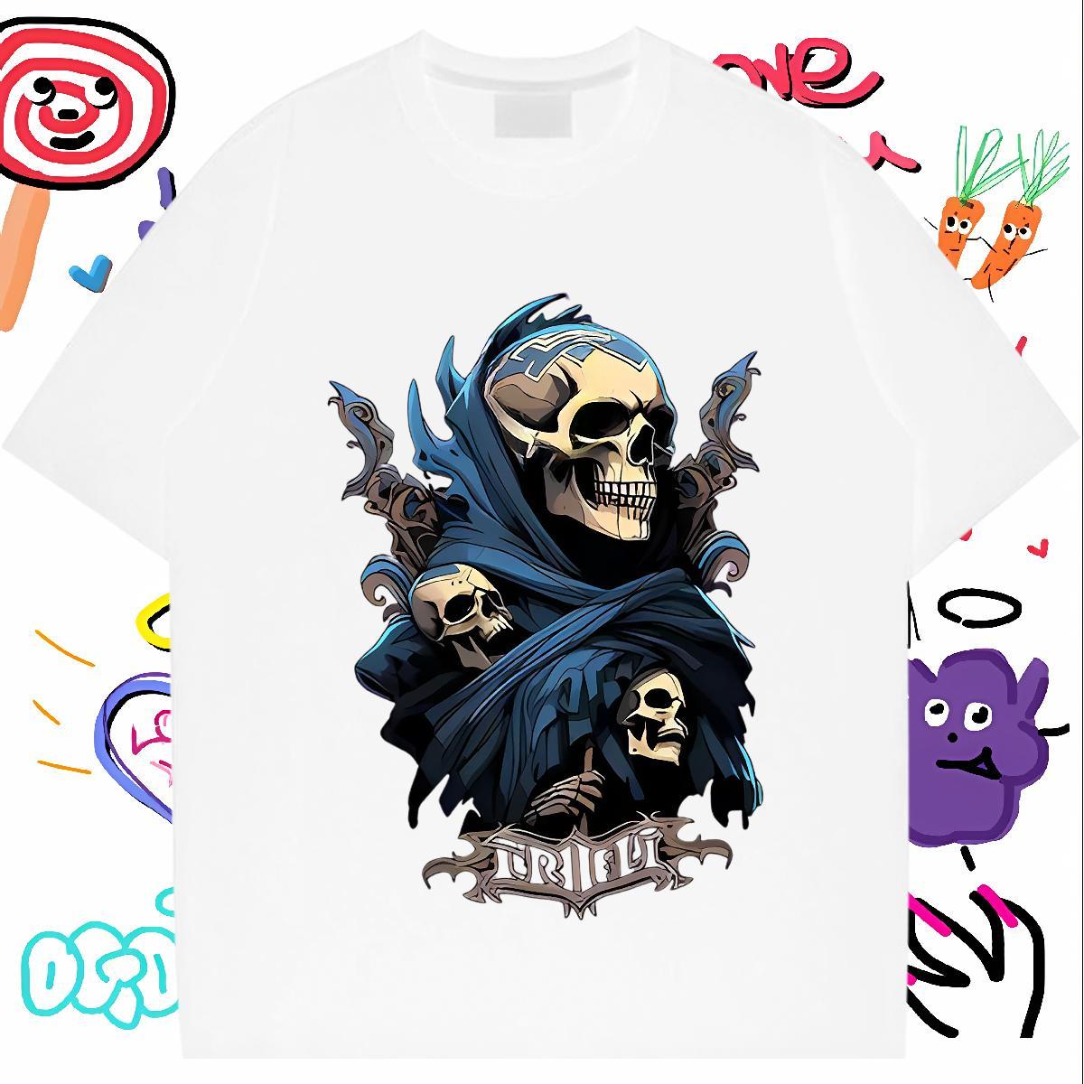Fashion Mens T Shirts skull Tee Shirt 230g Cotton Home Outdoor Soft Custom Print Oversized Short Sleeve Soft Tshirt for Man Woman