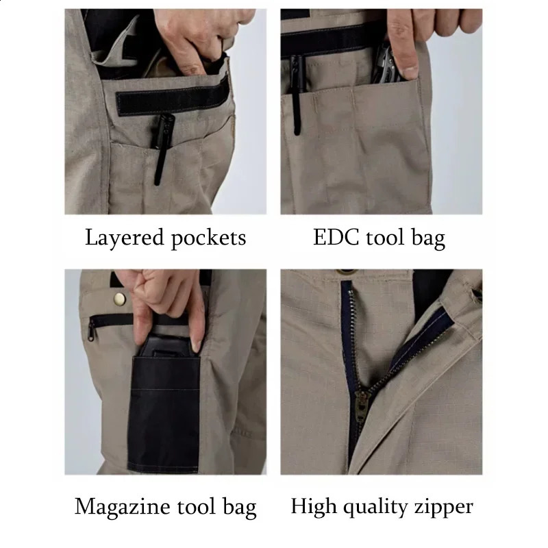 Mens Cargo Pants Multi Pockets Work Trousers Casual Tactical Pants Male Outwear Straight Autumn Winter Wear-resisting Trousers 240812