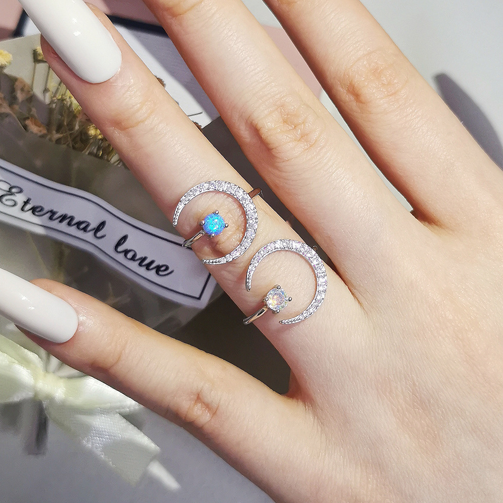 Sterg Sier Colorful Zircon CZ Dia Wedding Rings for Women - Adjustable Open Ring
