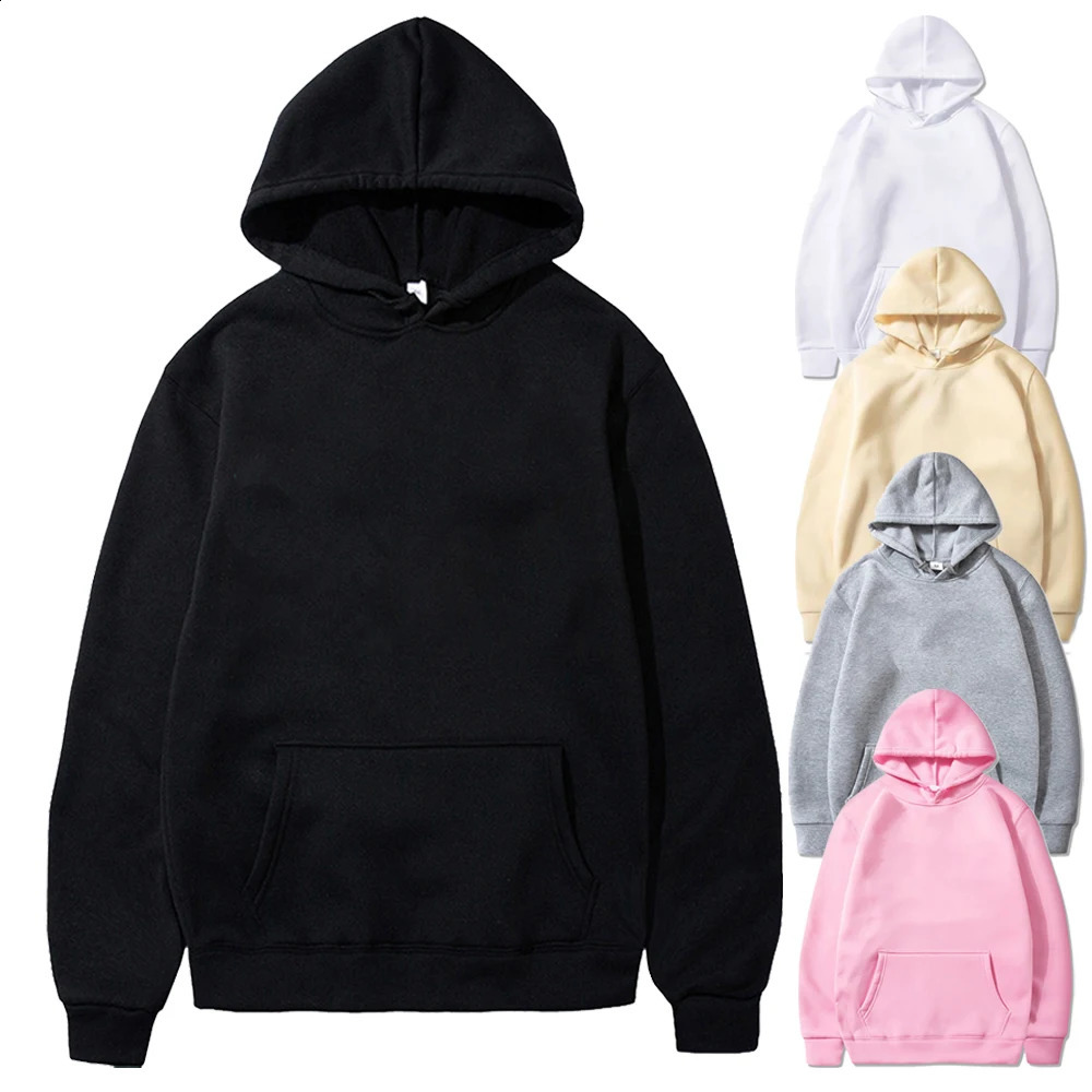 Mens Casual Hoodie Womens Solid Color Fleece Hoodies Spring Autumn Oversized Pullovers Black multiple colour warm Sweatshirts 240812