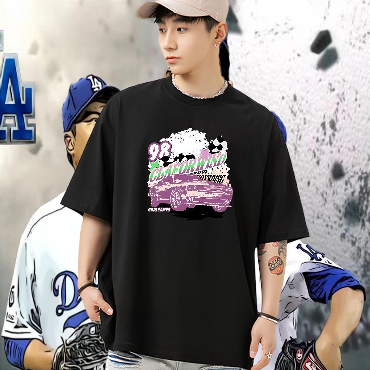2024 Summer T-Shirts for Men car Clothings 100% Cotton 230g Spring Summer Unisex Plus Size Custom O Neck Short Sleeves Mens Tshirts