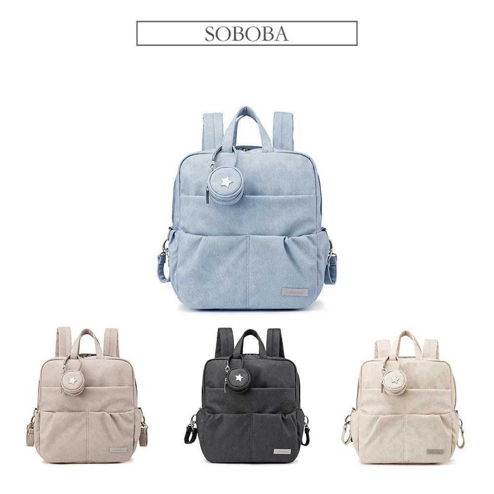 Soboba new baby diaper backpack large capacity waterproof diaper bag with nipple holder fashionable diaper bag W240812