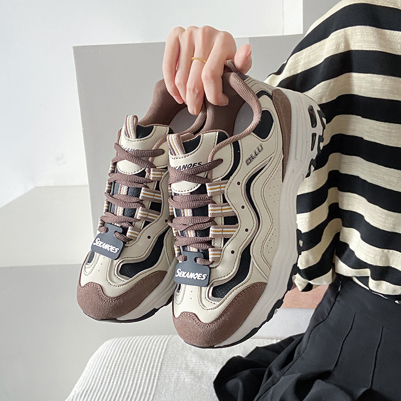 Ddmysports Spring New Dad For Female Students Korean Version Sports Casual Thick Soled High Rise Running Shoes SK Outdoor Shoes