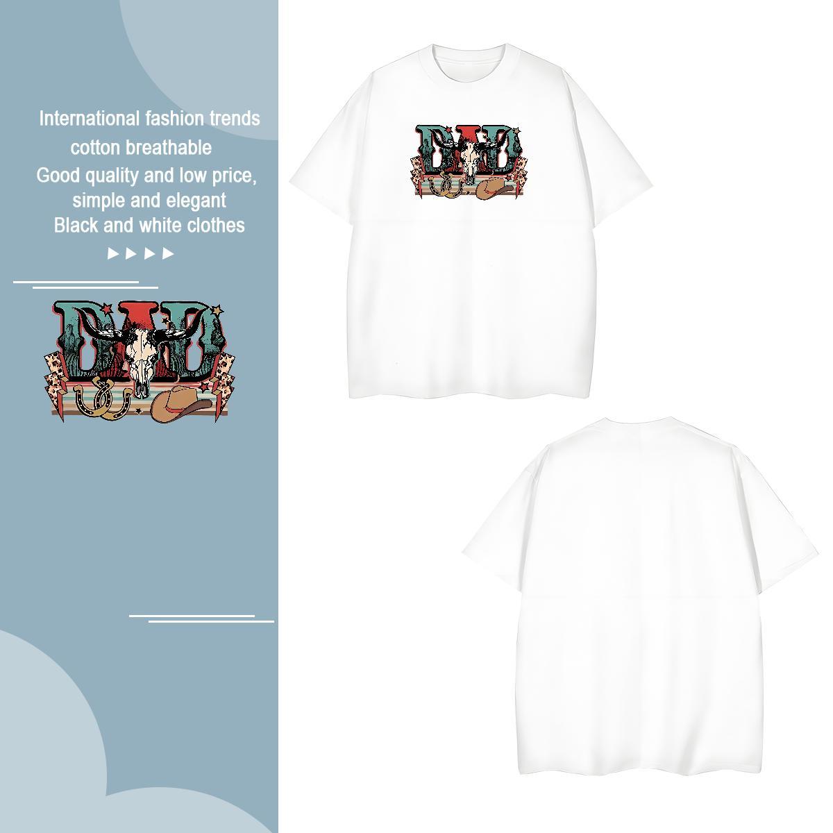 Popular Tshirts letter 230g 100% Cotton Spring Summer Pure Cotton T-Shirts for Men DIY Printed New Tops Tees