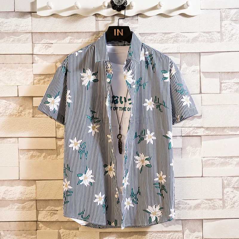 Summer High Quality Cotton Mens Hawaiian Shirt Printed Short Sleeve Big Size Hawaii Men Beach Floral Shirts Multiple 1037XJ240812