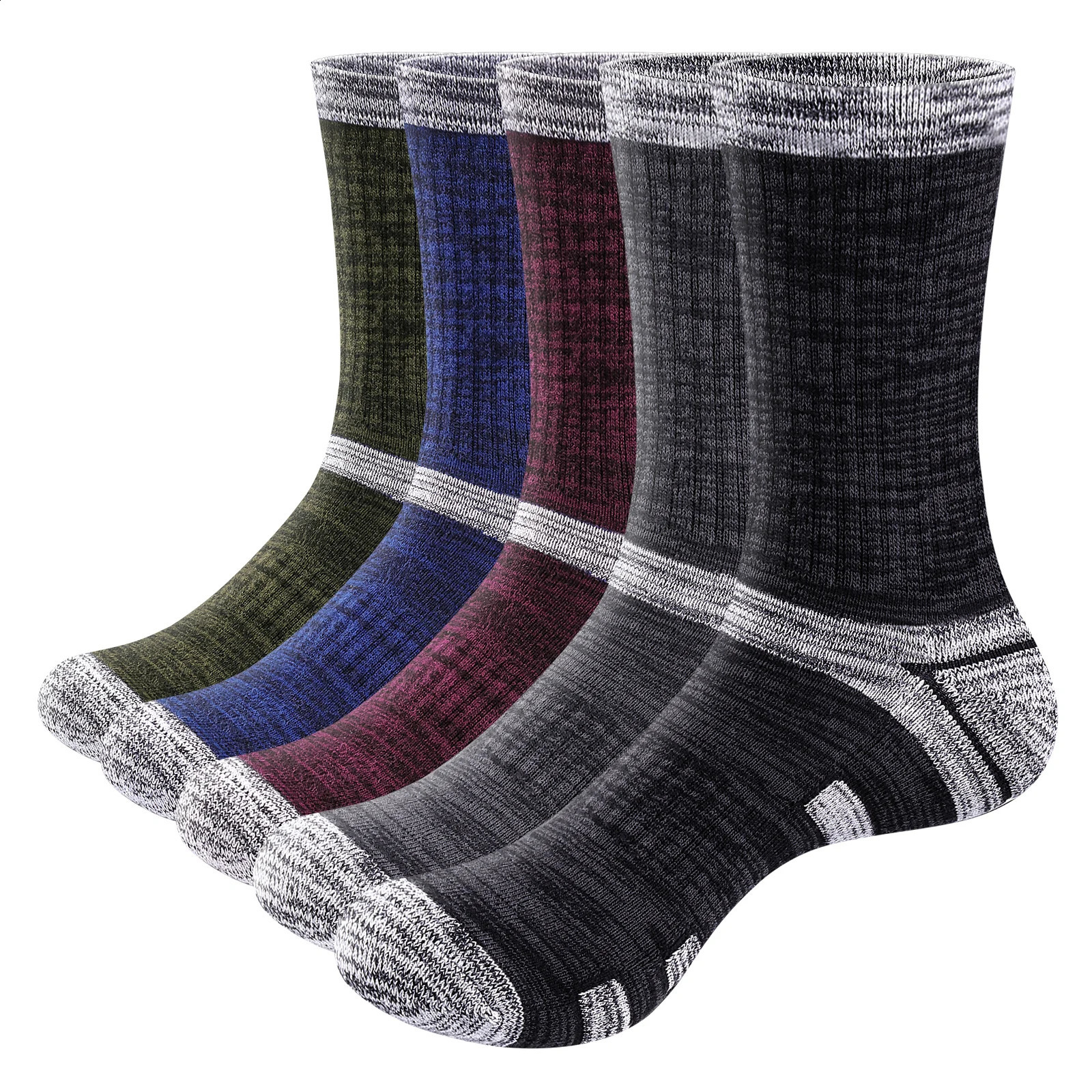 YUEDGE 5 Pairs Mens Moisture Wicking Mid Calf Camo Cushioned Athletic Casual Hiking Crew Socks For Male Size 37-46 EU 240812