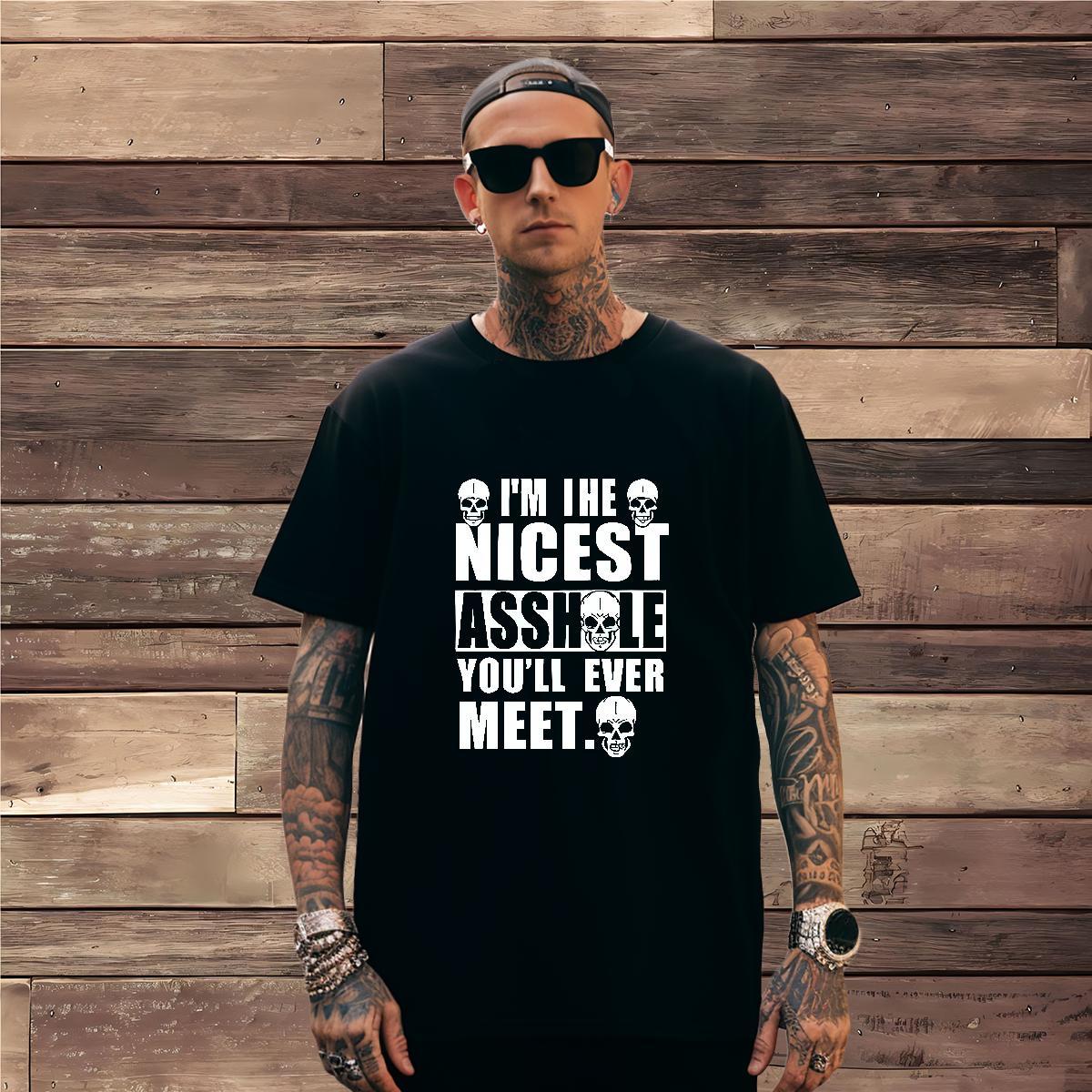 DIY 230g 100% Cotton T-Shirts letter Street Mens Tshirts Tops Crew Neck Breathable Cool Skull