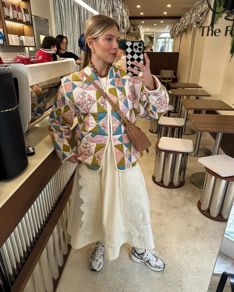 printed patch work warm cotton jacket for womens singlelayer casual long sleeved stand up collar streetwear 240808