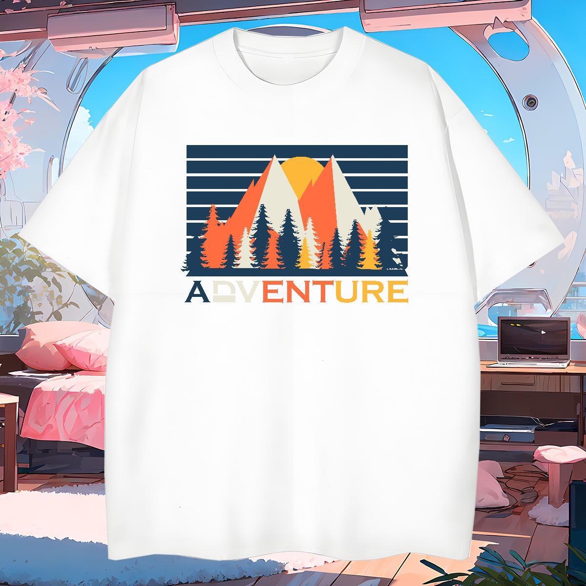 Cool Mens Tshirts mountains 230g 100% Cotton Casual Beach Crew Neck Breathable T shirt Custom Cartoon 2024 Designer Top Tees