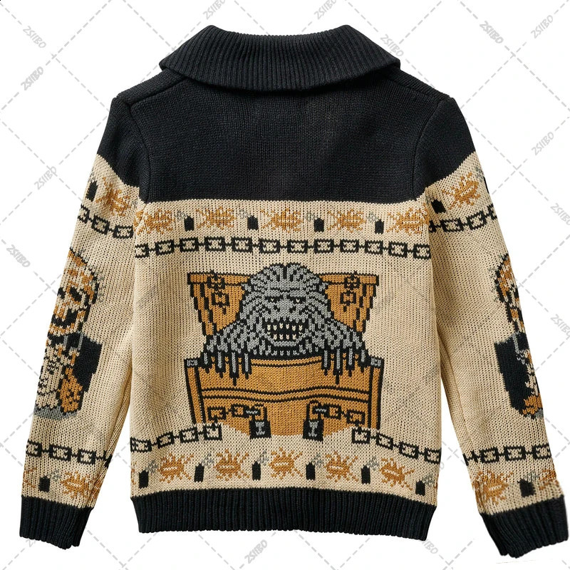 Autumn Winter Harajuku style Gothic Ghost Pattern Sweater Streetwear Fashion Women Pullove Hip-hop Street Knitted Sweater Male 240820