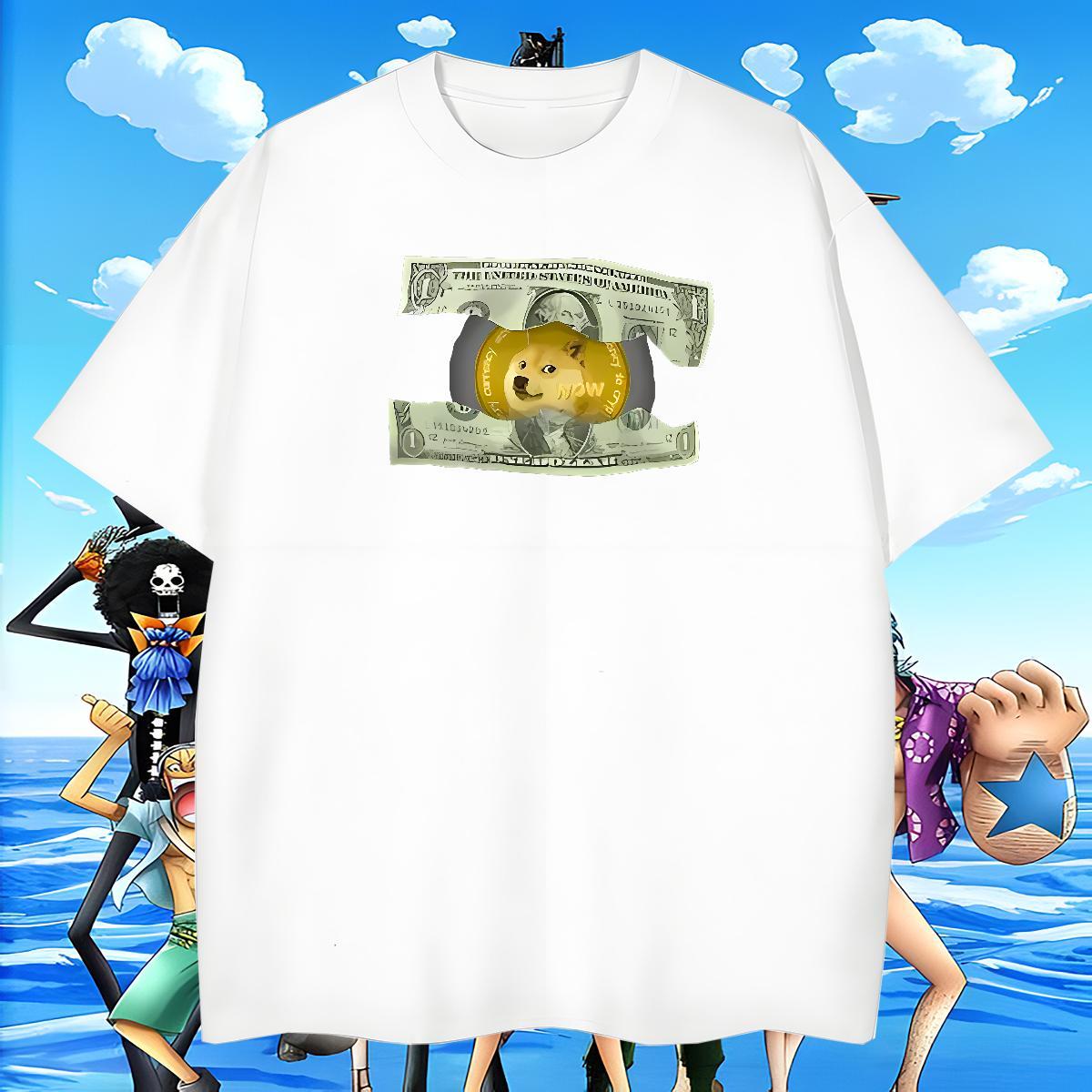 Classic Tshirts Anime Printing Street 230g Pure Cotton Black Oversized Breathable Crew Neck dog T Shirt For Man Wholesale Wear