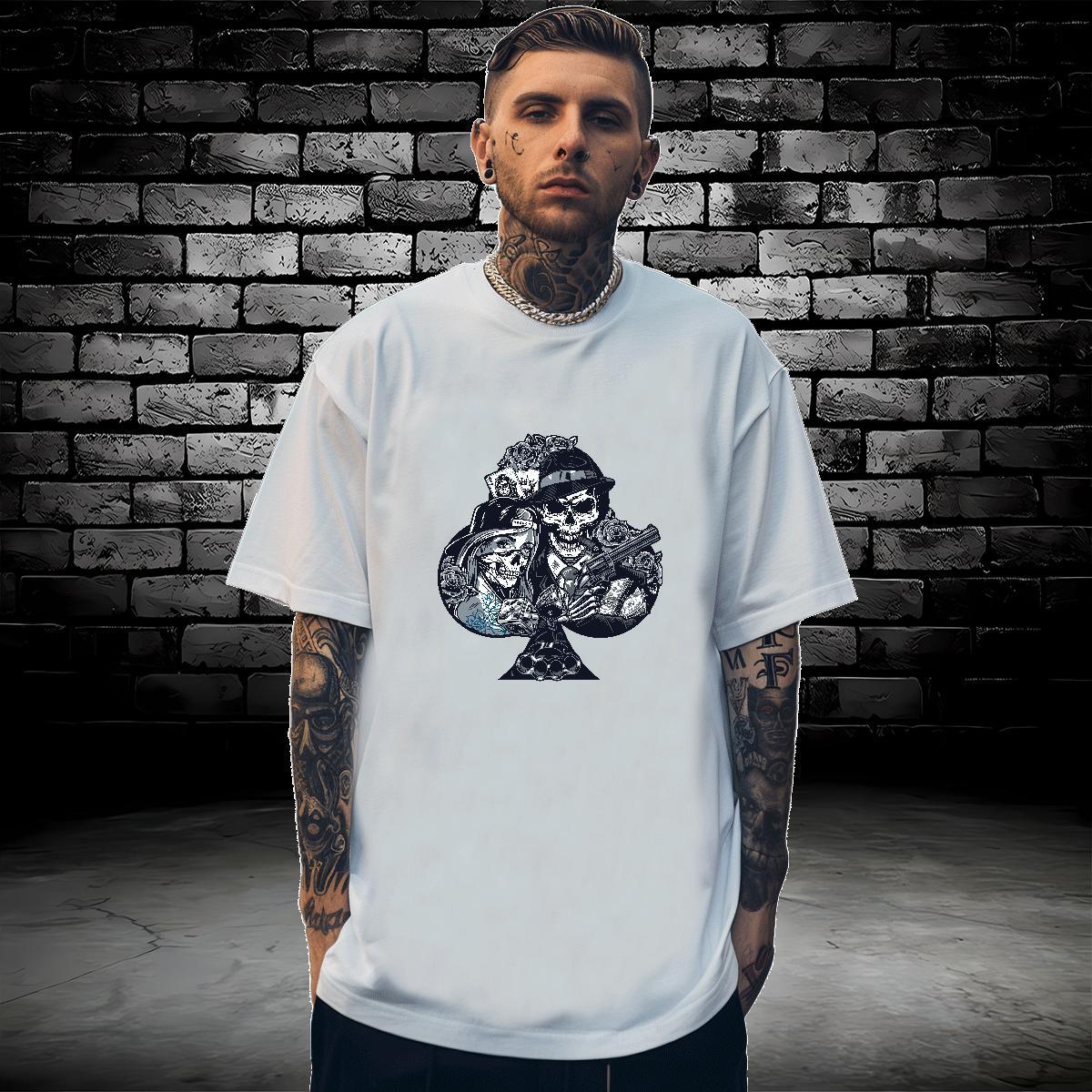 Designer T-Shirts skull Tees 230g 100% Cotton Home Outdoor Classic Custom Big Size O Neck Short Sleeves Tshirt for Man Woman