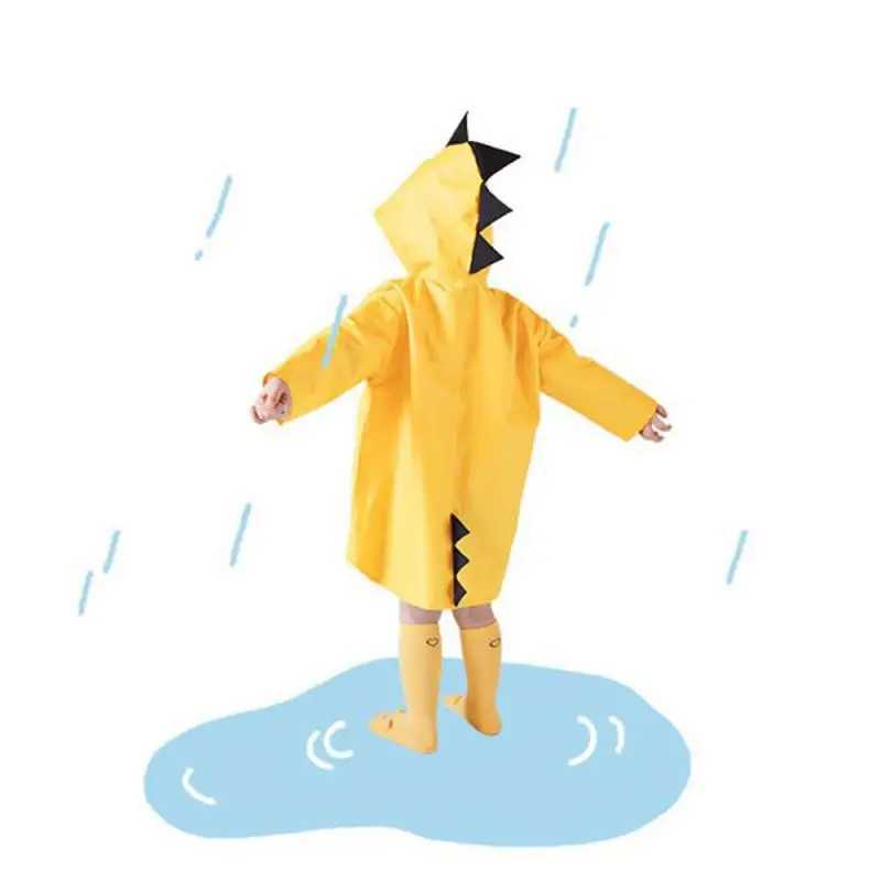 Cute Dinosaur Children raincoat Kids Cartoon Rain coat Waterproof Hooded Boys Girls Children Rain Coat Outdoor household Color Y240810