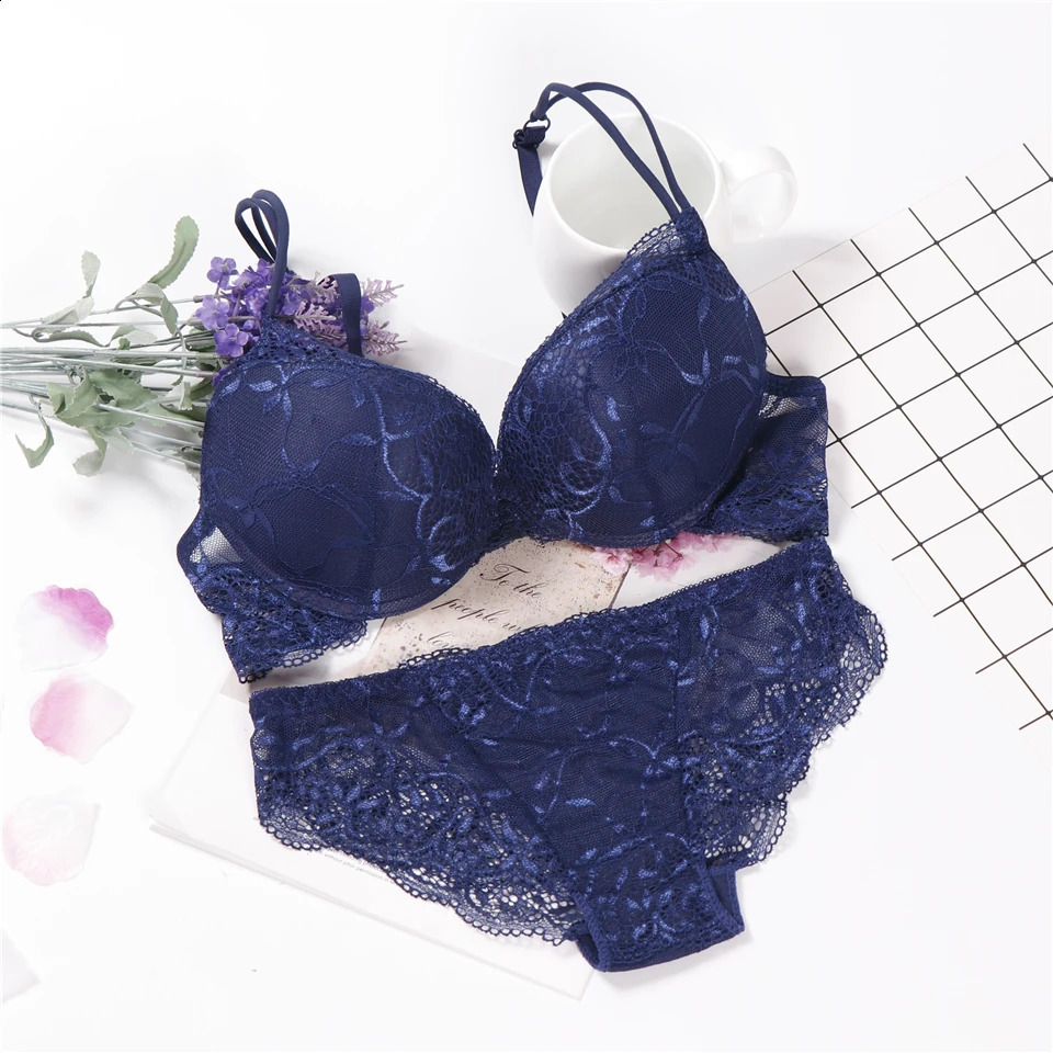 lingerie porno push up bra set intimates lace top and panties lace underwear set 34 cup underwear set women 240812