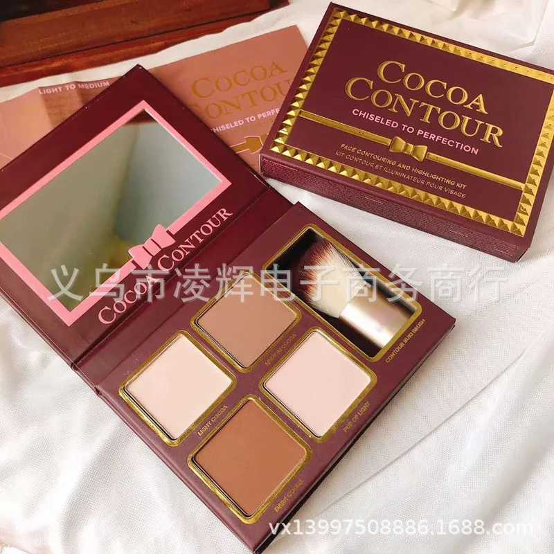 4 Colors Eyeshadow Palette with Brush Facial Contouring Highlight High Quality Female Cosmetic Cute Makeup Palette for WomenCL240812