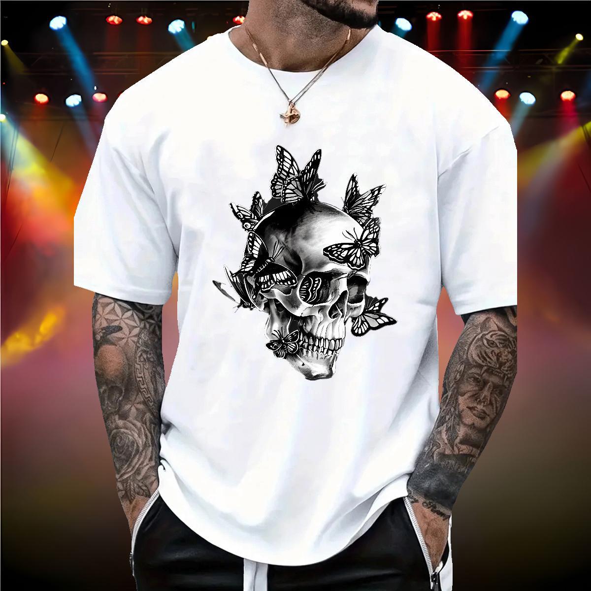New Designer Mens T Shirts skull Tops 230g Cotton Anime Printing Street Popular Skull Breathable Short Sleeve Men Tees