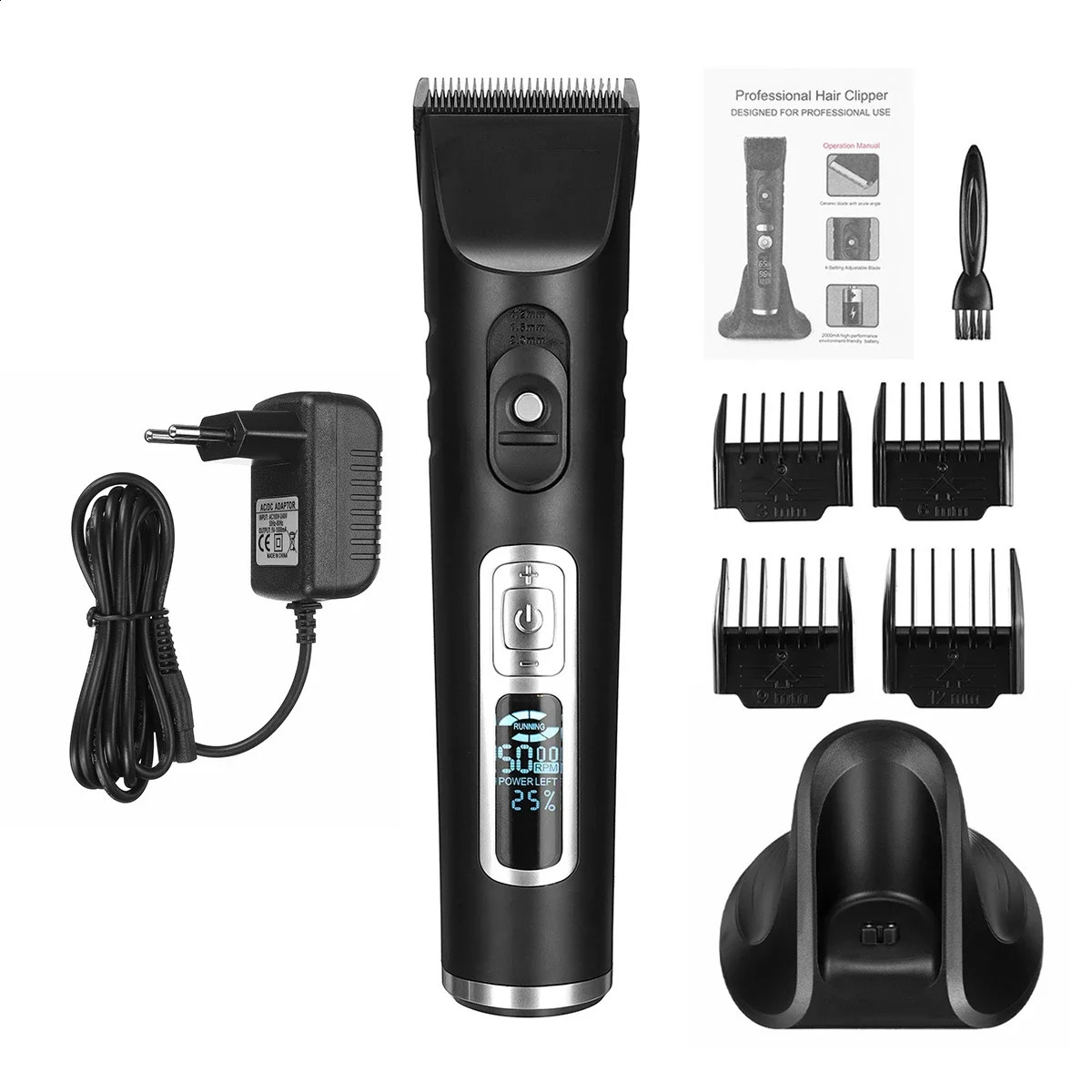 Professional Hair Timmer LCD Display Waterproof Low Noise Electric Hair Clipper Beard for men Barber Hair Cutting Machine 240806