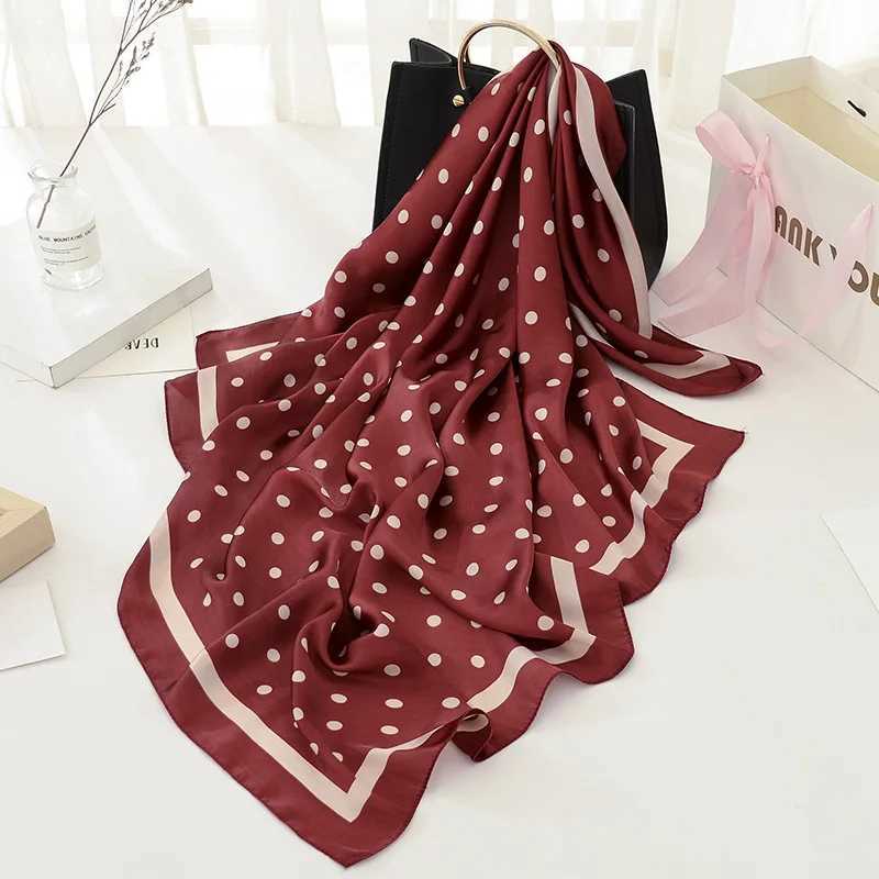 New Fashion Silk Dot Square Scarf 90 * 90cm Womens Neck Hair Tie Strap Bag Knitted Soft Collar Headscarf W240810
