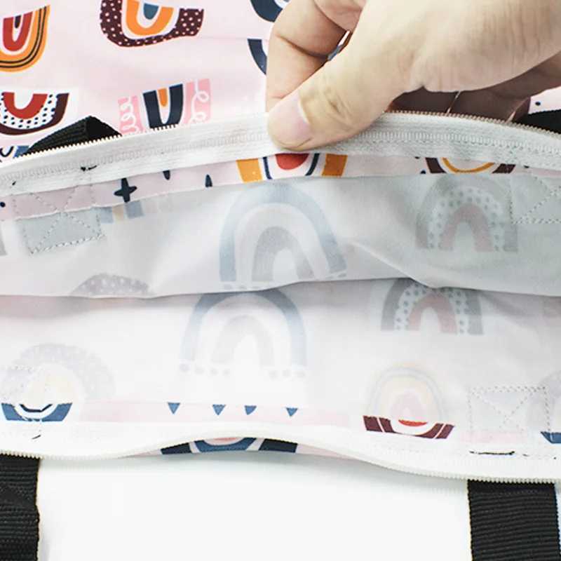 40 * 70cm large clothes hanger wet dry paint bag double zipper waterproof wet clothing bag laundry diaper bag printed portable bag W240812