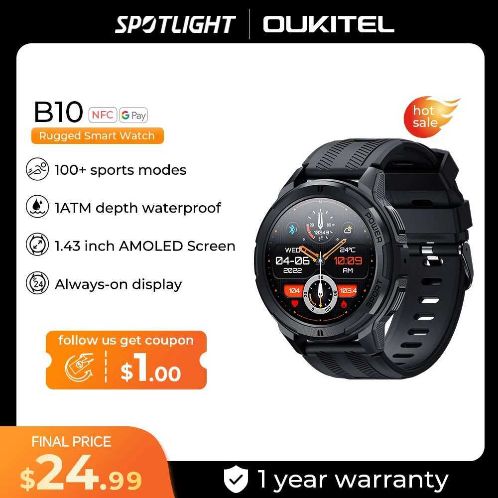 Oukitel BT10 smartwatch sport edition 2024 mens smartwatch 410mAh 1.43-inch BT5.2 mens smartwatch X241226