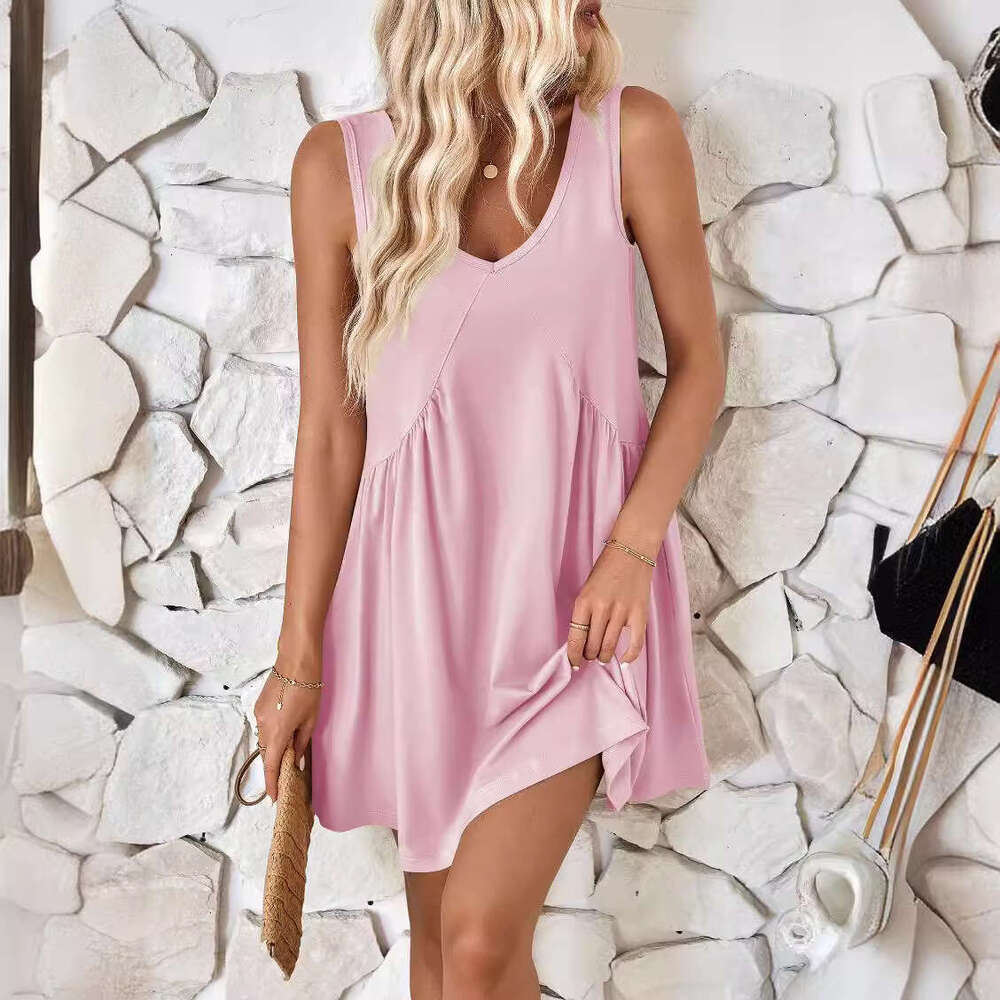Retro Popular Ventilation Versatile Fashion Womens 2024 New Tiktok Casual Vest Pocket Pleated Dress Fishtail Dress Autumn Dress Women Novelty Sexy Lac
