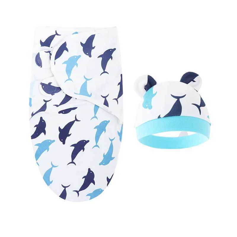Baby blanket cap set cartoon printed cotton newborn adjustable baby sleeping bag packaging for all seasons 0-6 monthsW240810