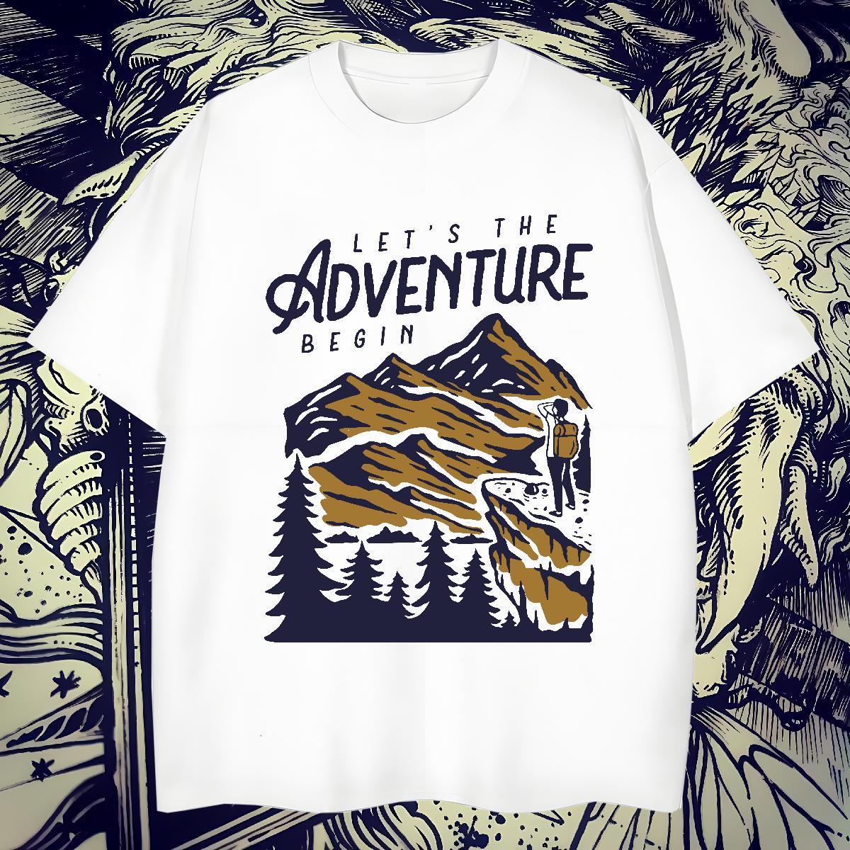 High Quality Men Tees Street wear Hip Hop 230g Pure Cotton Floral Print Crew Neck mountains T shirt Casual New Tops