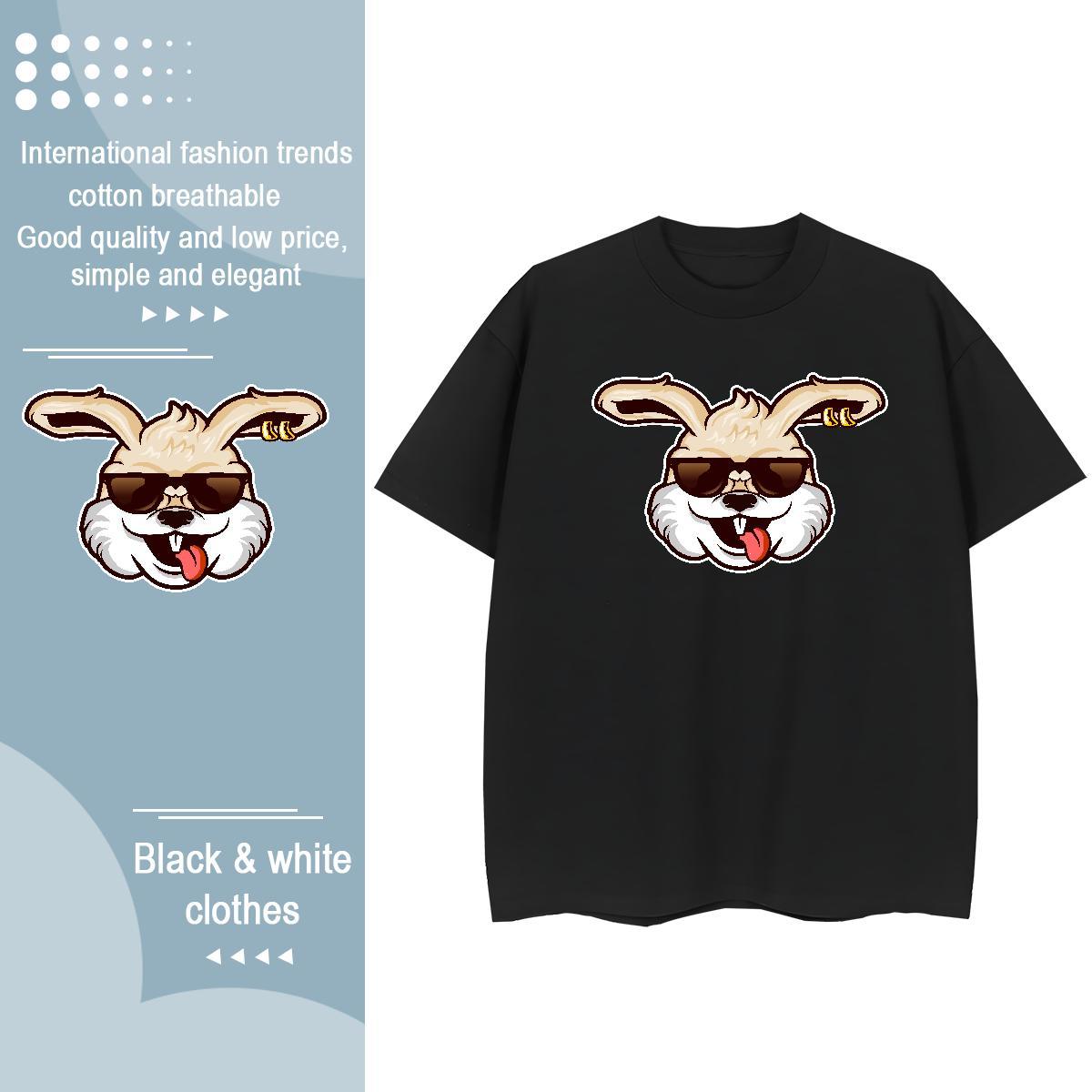 Comfortable T Shirts Men rabbit O-Neck Short Sleeve Casual Beach DIY Anime 100% Cotton 230g Men Tops Tees Stylist Clothings