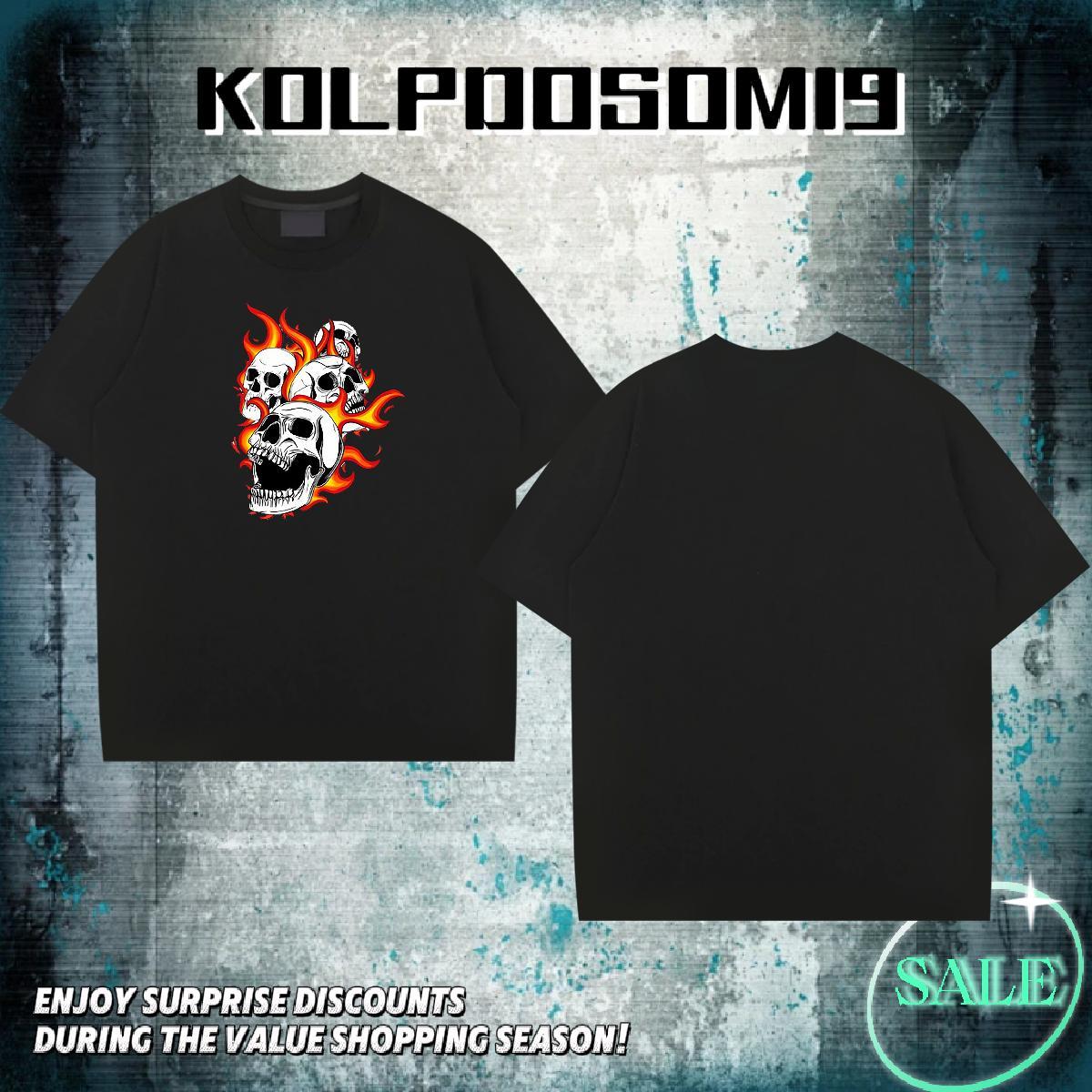 2024 New Men T Shirts skull Tops Tees 100% Cotton 230g Casual Beach Wholesale Customized Breathable Crew Neck Men Tshirts