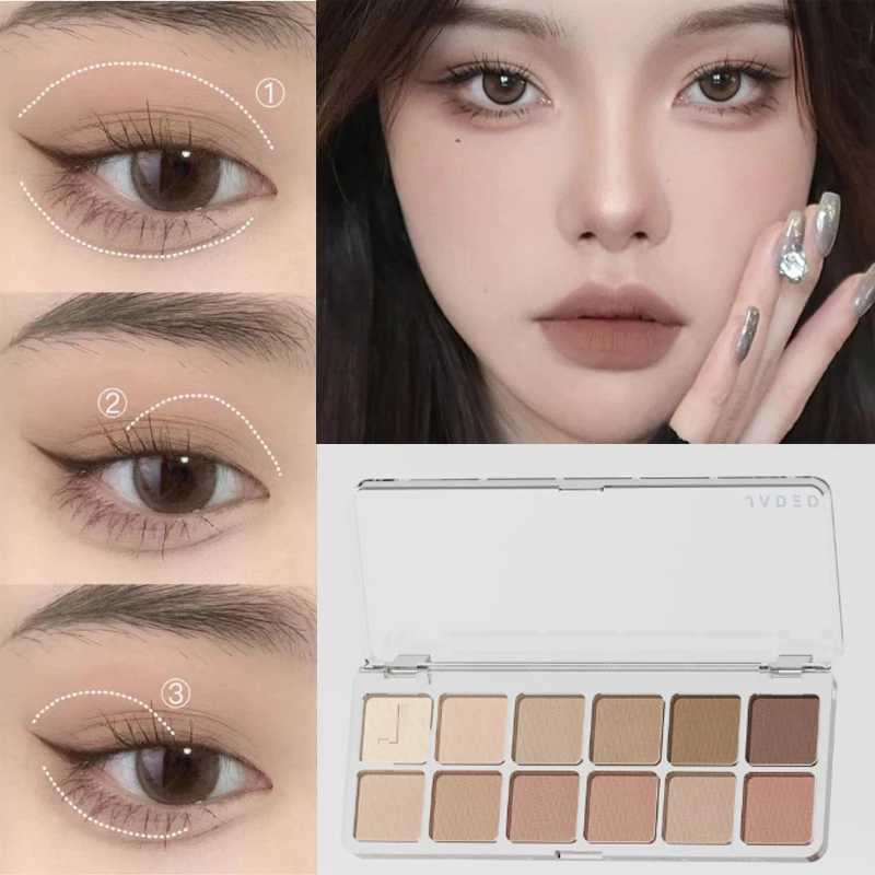 12 Color Low Saturation Eyeshadow Palette All Matte Tea Apricot Eye Makeup Palette Daily Makeup Long Lasting Eye Shadow CosmeticCL240812