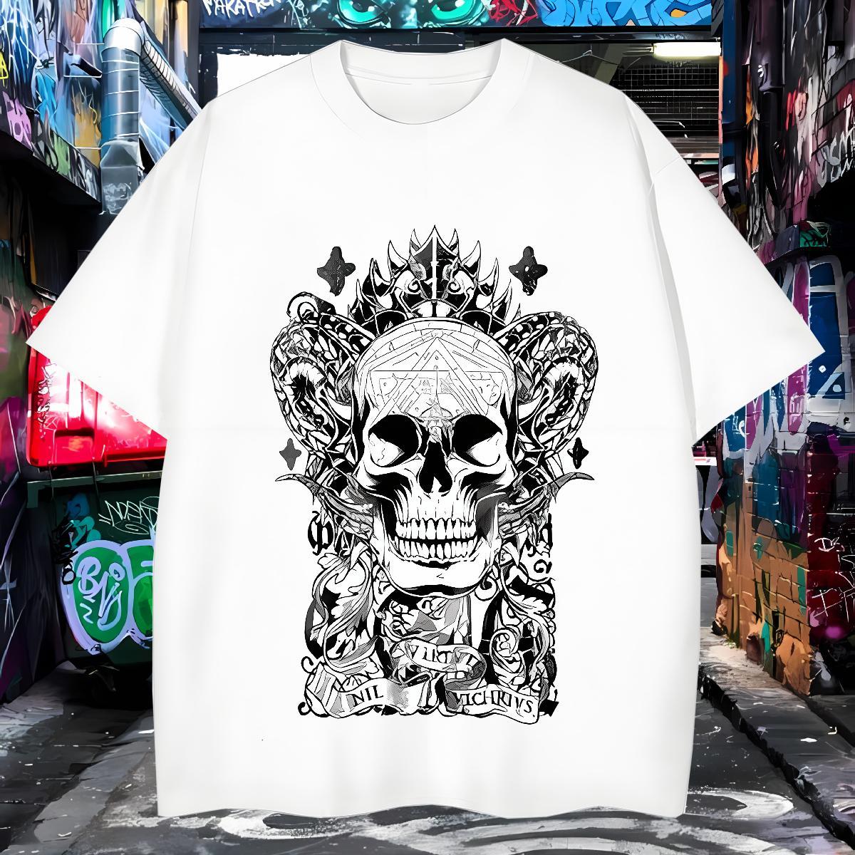 Classic Mens T Shirts skull Top Tees 230g 100% Cotton Sports Casual Brand DIY Logo Oversized Pure Cotton Couples T Shirts